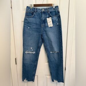 Zara Distressed Light Blue Denim Jeans